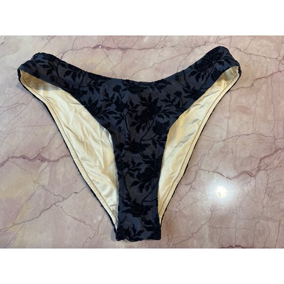 WeWoreWhat Flocked Mesh Velvet Roses Bikini Bottoms in Black X-Small New Womens - Picture 4 of 8